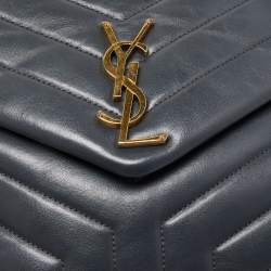 Pre Owned Saint Laurent Dark Grey Monogram Leather Loulou Shoulder Bag