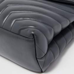 Pre Owned Saint Laurent Dark Grey Monogram Leather Loulou Shoulder Bag