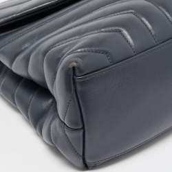 Pre Owned Saint Laurent Dark Grey Monogram Leather Loulou Shoulder Bag