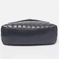 Pre Owned Saint Laurent Dark Grey Monogram Leather Loulou Shoulder Bag