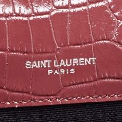 Saint Laurent Burgundy Croc Embossed Leather New Medium Kate Shoulder Bag