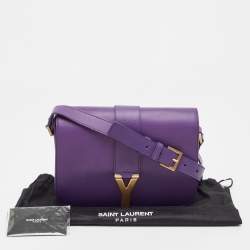 Pre Owned حقيبة كتف سان لوران حرف واي ليغن جلد أصفر