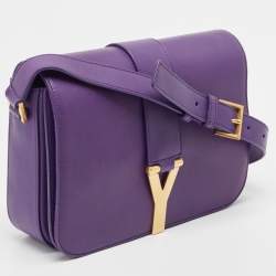 Pre Owned حقيبة كتف سان لوران حرف واي ليغن جلد أصفر