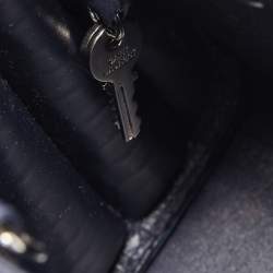 Pre Owned Saint Laurent Blue Croc Embossed Leather Nano Classic Sac De Jour Tote