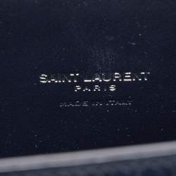 Pre Owned Saint Laurent Blue Croc Embossed Leather Nano Classic Sac De Jour Tote