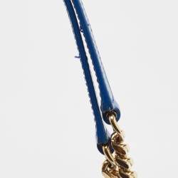 Pre Owned Saint Laurent Blue Matelassé Leather Large Monogram Envelope Shoulder Bag