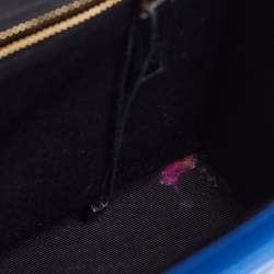 Pre Owned Saint Laurent Blue Matelassé Leather Large Monogram Envelope Shoulder Bag