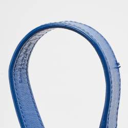 Pre Owned Saint Laurent Blue Matelassé Leather Large Monogram Envelope Shoulder Bag