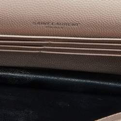 Saint Laurent Pink Matelassé Leather Monogram Envelope Wallet on Chain