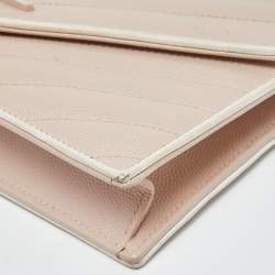 Saint Laurent Pink Matelassé Leather Monogram Envelope Wallet on Chain
