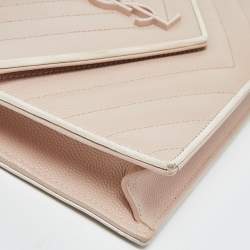 Saint Laurent Pink Matelassé Leather Monogram Envelope Wallet on Chain