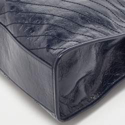 Saint Laurent Blue Crinkled Leather Niki Shopper Tote