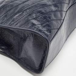 Saint Laurent Blue Crinkled Leather Niki Shopper Tote