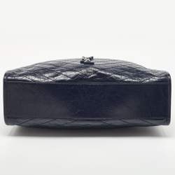 Saint Laurent Blue Crinkled Leather Niki Shopper Tote
