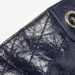 Saint Laurent Blue Crinkled Leather Niki Shopper Tote