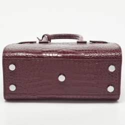 Pre Owned Saint Laurent Burgundy Croc Embossed Leather Nano Classic Sac De Jour Tote