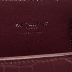 Pre Owned Saint Laurent Burgundy Croc Embossed Leather Nano Classic Sac De Jour Tote