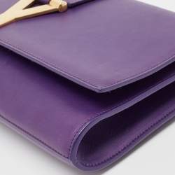 Pre Owned Saint Laurent Purple Leather Y-Ligne Clutch