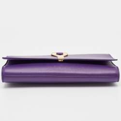 Pre Owned Saint Laurent Purple Leather Y-Ligne Clutch