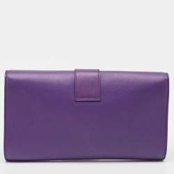 Pre Owned Saint Laurent Purple Leather Y-Ligne Clutch