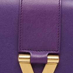 Pre Owned Saint Laurent Purple Leather Y-Ligne Clutch