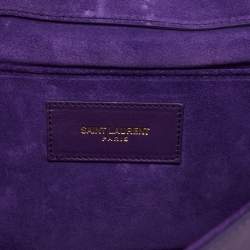Pre Owned Saint Laurent Purple Leather Y-Ligne Clutch