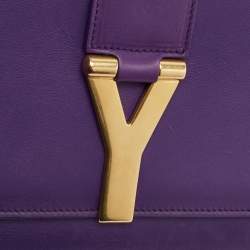 Pre Owned Saint Laurent Purple Leather Y-Ligne Clutch