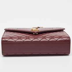 Saint Laurent Burgundy Mix Matelasse Leather Medium Envelope Chain Bag