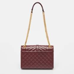 Saint Laurent Burgundy Mix Matelasse Leather Medium Envelope Chain Bag