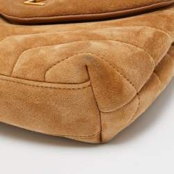 Saint Laurent Brown Quilted Suede Loulou Toy Shoulder Bag