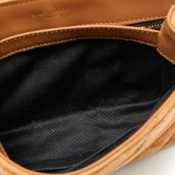 Saint Laurent Brown Quilted Suede Loulou Toy Shoulder Bag