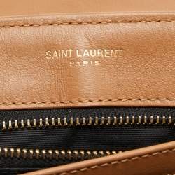 Saint Laurent Brown Quilted Suede Loulou Toy Shoulder Bag