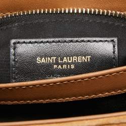 Saint Laurent Brown Quilted Suede Loulou Toy Shoulder Bag