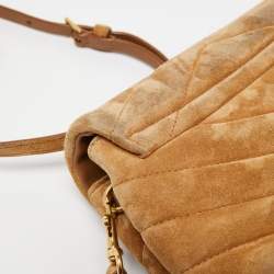 Saint Laurent Brown Quilted Suede Loulou Toy Shoulder Bag