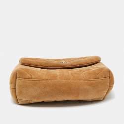 Saint Laurent Brown Quilted Suede Loulou Toy Shoulder Bag
