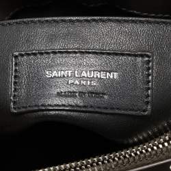 Pre Owned Saint Laurent Dark Grey Quilted Leather Small Loulou Shoulder Bag