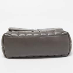Pre Owned Saint Laurent Dark Grey Quilted Leather Small Loulou Shoulder Bag