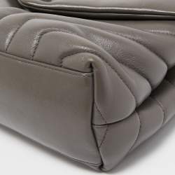 Pre Owned Saint Laurent Dark Grey Quilted Leather Small Loulou Shoulder Bag
