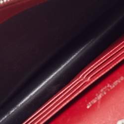 Saint Laurent Dark Red Matelasse Leather Monogram Envelope Wallet on Chain