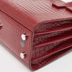 Saint Laurent Red Croc Embossed Leather Nano Classic Sac De Jour Tote