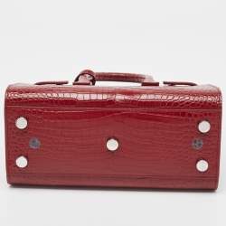 Saint Laurent Red Croc Embossed Leather Nano Classic Sac De Jour Tote