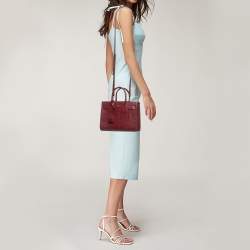 Saint Laurent Red Croc Embossed Leather Nano Classic Sac De Jour Tote