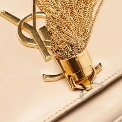 Saint Laurent Beige Leather Kate Tassel Flap Chain Crossbody Bag