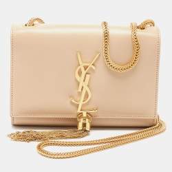 Saint Laurent Beige Leather Kate Tassel Flap Chain Crossbody Bag