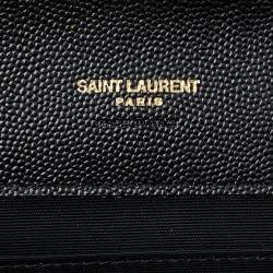 Saint Laurent Black Mix Quilt Leather Monogram Wristlet Pouch