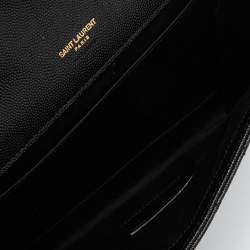 Saint Laurent Black Mix Quilt Leather Monogram Wristlet Pouch
