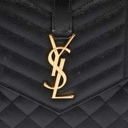Saint Laurent Black Mix Quilt Leather Monogram Wristlet Pouch
