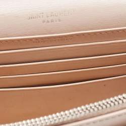 Saint Laurent Light Pink Leather Sunset Wallet On Chain