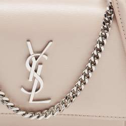 Saint Laurent Light Pink Leather Sunset Wallet On Chain