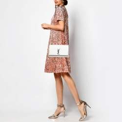 Pre Owned Saint Laurent Off White Leather Medium Kate Shoulder Bag